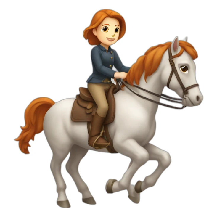 Fille rousse sur un cheval qui saute sticker