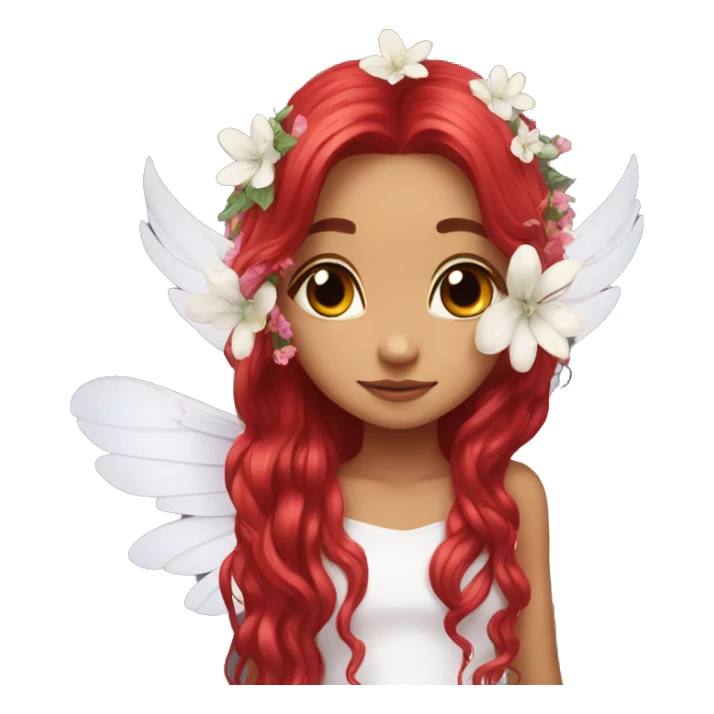 big wings, flower, Beautiful, fairy, red, long hair sticker