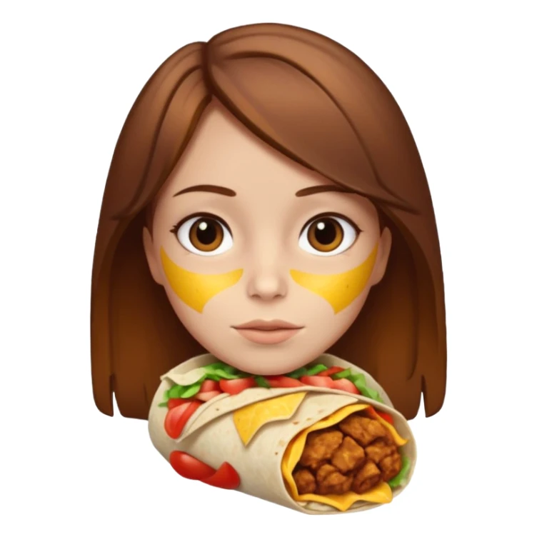 Girl with brown hair "resting chicken burrito face" sticker