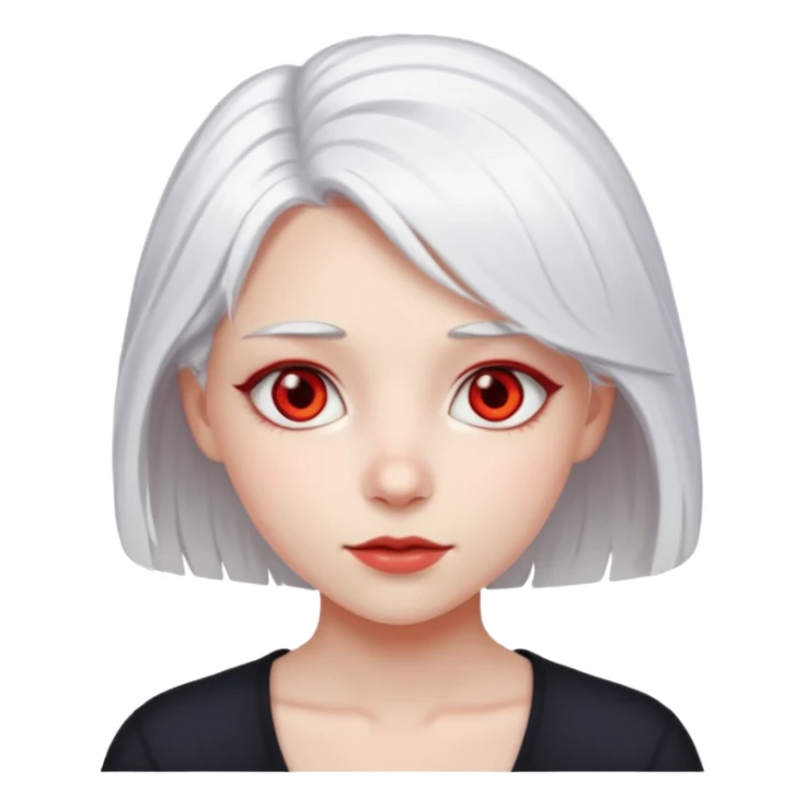 a girl with white hair and bright red eyes sticker
