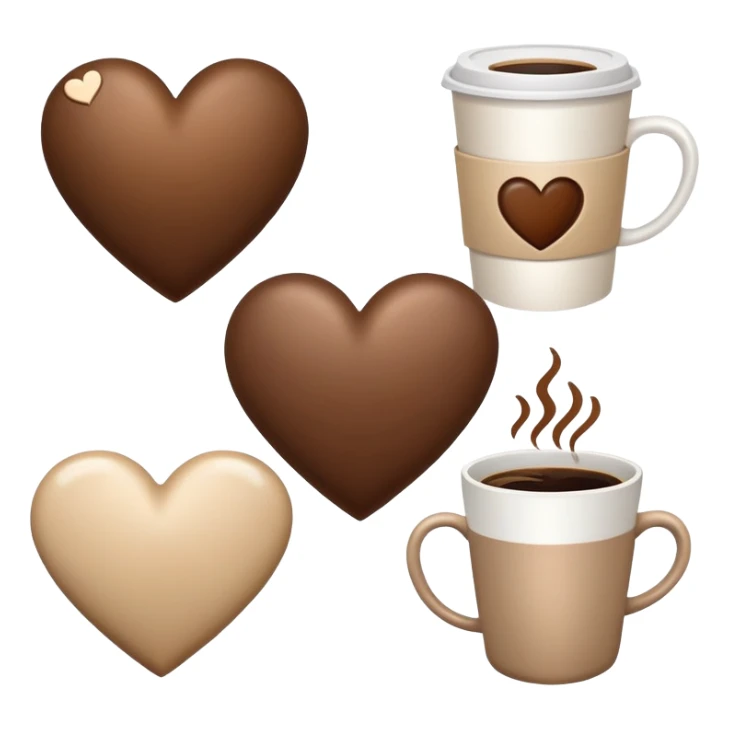 Corazón café al lado un corazón beig y al lado el blanco  sticker