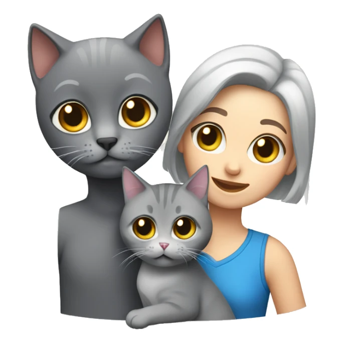 A couple with a grey british short hair cat sticker