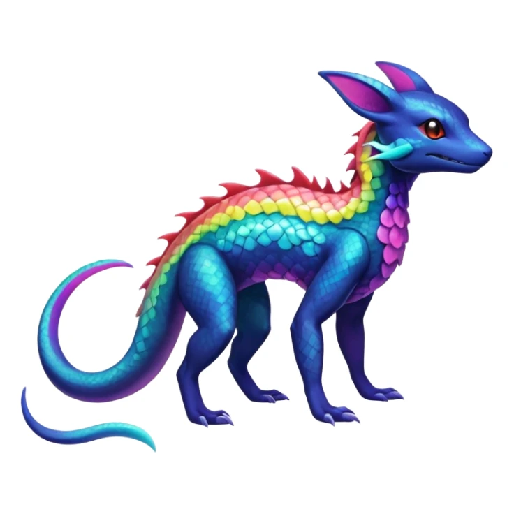 Rainbow Scaley Exotic Salandit-Aurorus-Umbreon-Suicune-Fakémon-hybrid-creature (full body), 4 legs sticker