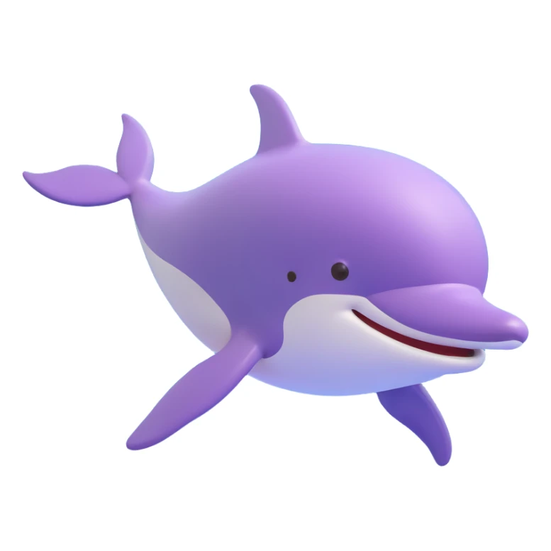 3D emoji of a dolphin partially underwater, with a sunken appearance sticker