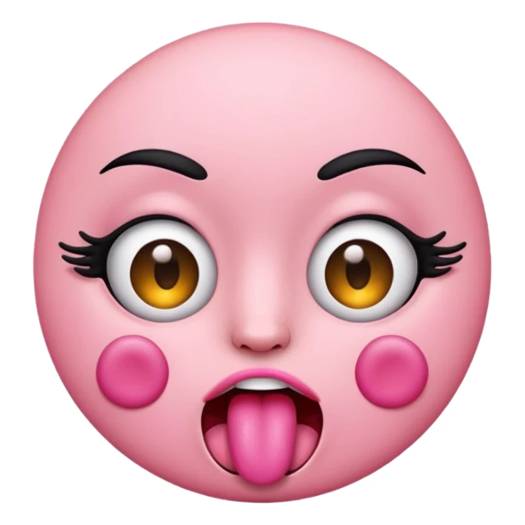 Emoji with eye lashes sticking her tongue out sticker