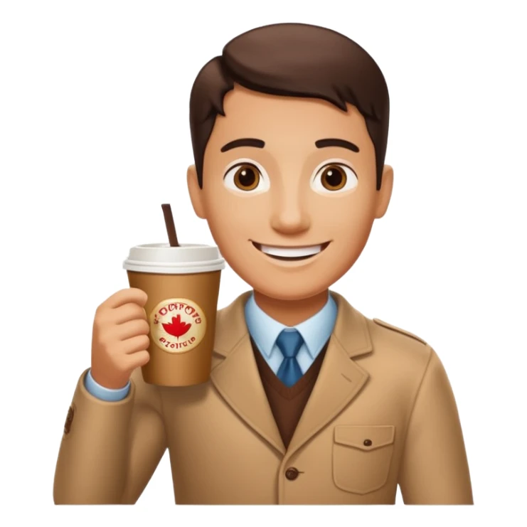canadian holding tim hortons coffee cup sticker