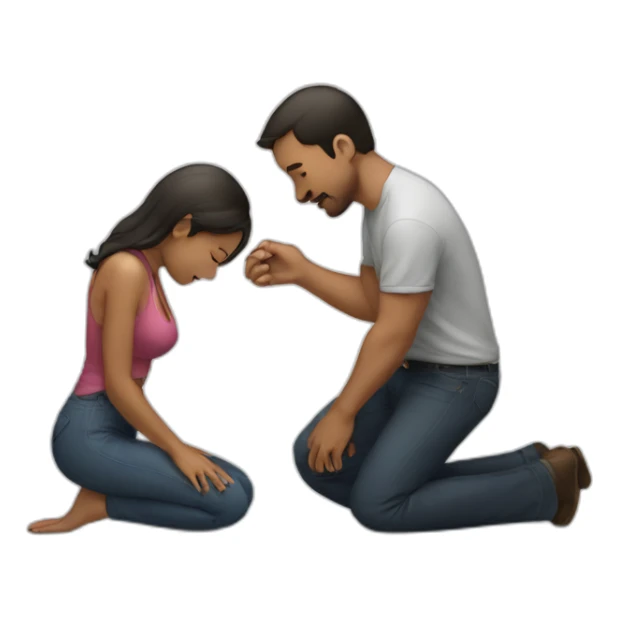 Woman on knees facing man sticker