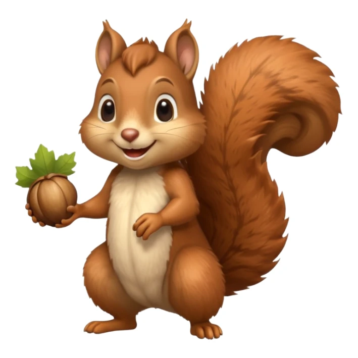 smile Squirrel with acorn, full body sticker