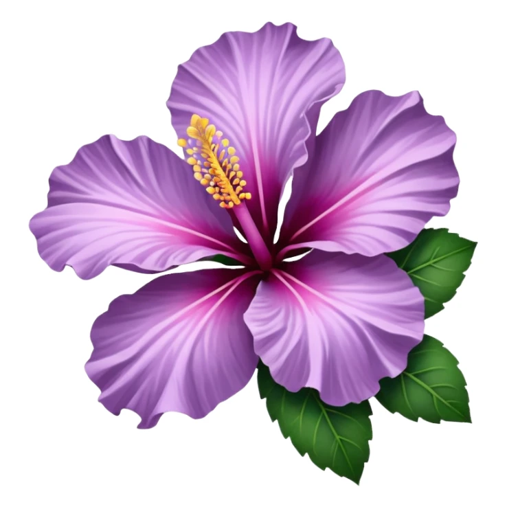 single lilac hibiscus blossom with 6 branch  facing left in png form  sticker