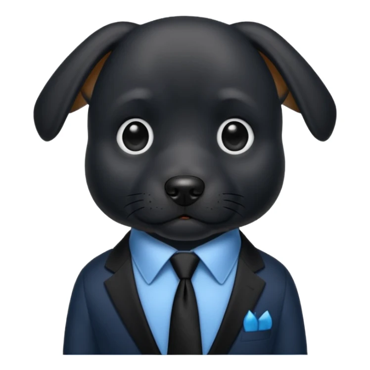 black dog with black tie,blue shirt sticker