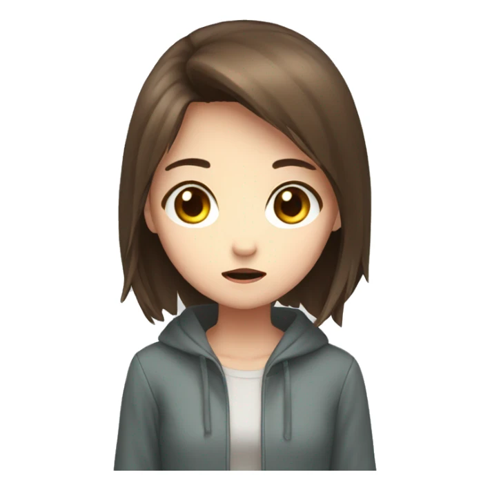 manga girl,brown hair and scared sticker