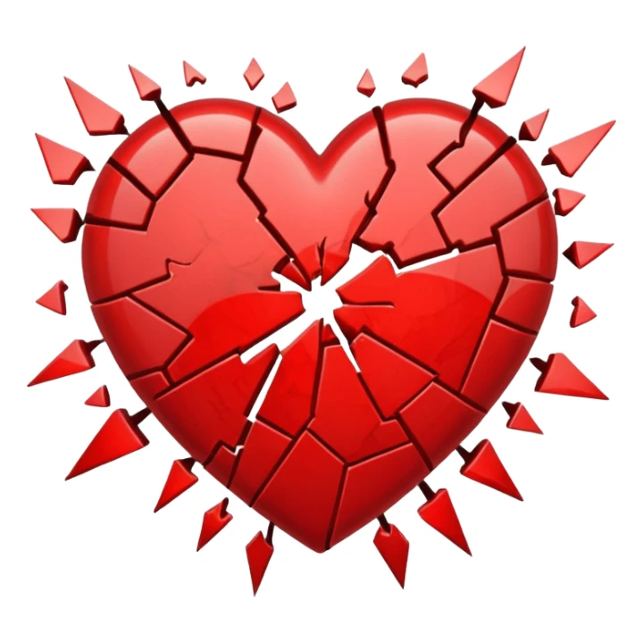 Heart slammed into the ground, cracks + shockwave sticker