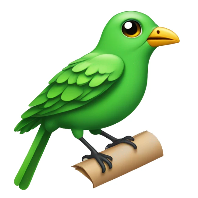a green bird carrying the sticker with the words @reached in its beak sticker