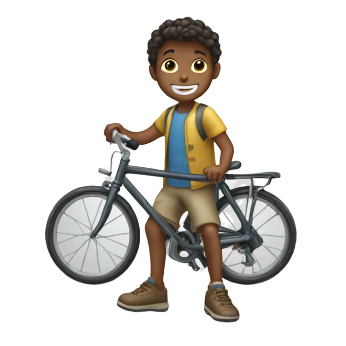 child boy happy with a bicycle sticker