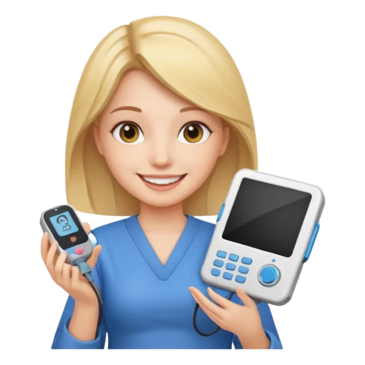 Girl holding ultrasound transducer sticker