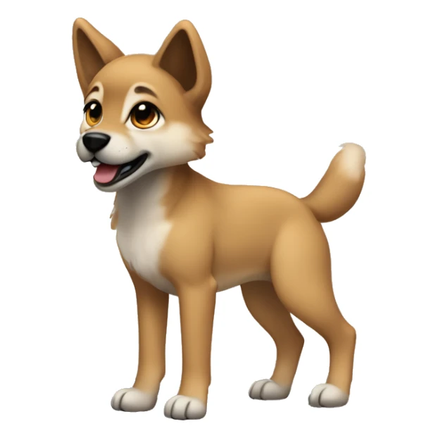 4 short legs a light brown puppy-like wolf with black ears sticker