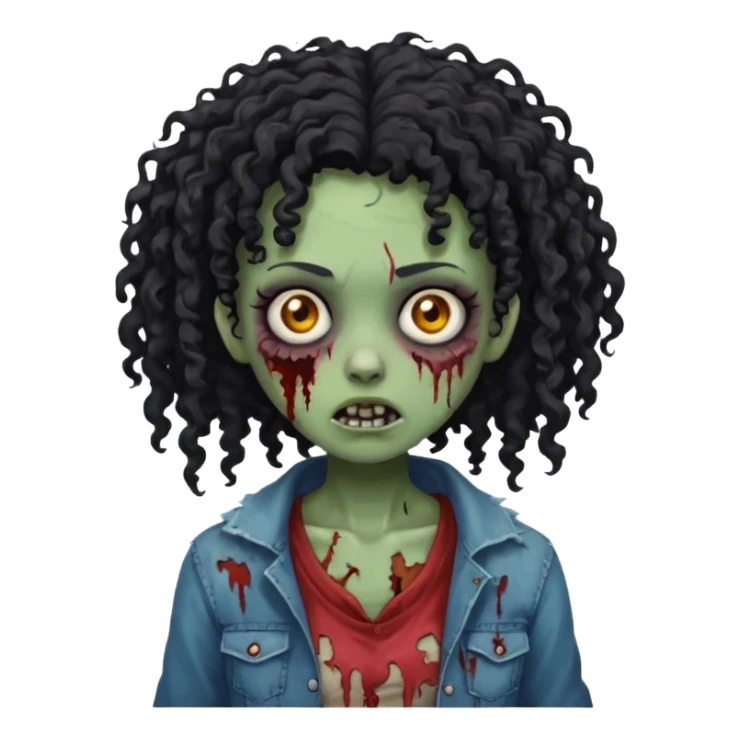 Black curly head girl zombie sticker