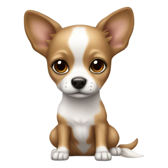 mix white, brown color and little bit black spot long coat chiwawa sticker