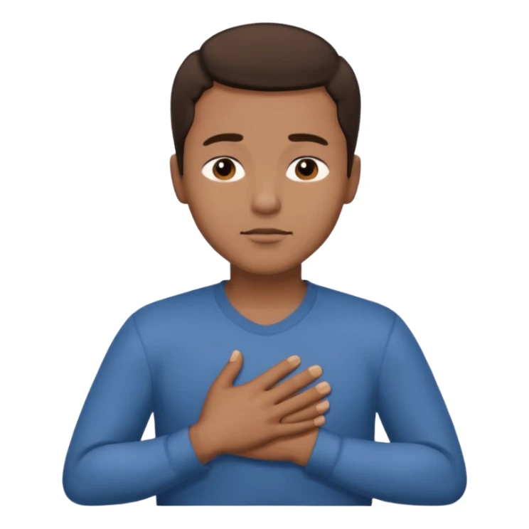 una mano en pecho ojos cerrados hombre multirracial sticker