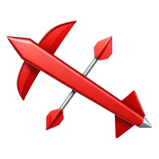 a red arrow ascending diagonally from bottom left to top right, with a shiny finish and subtle shadow for depth sticker
