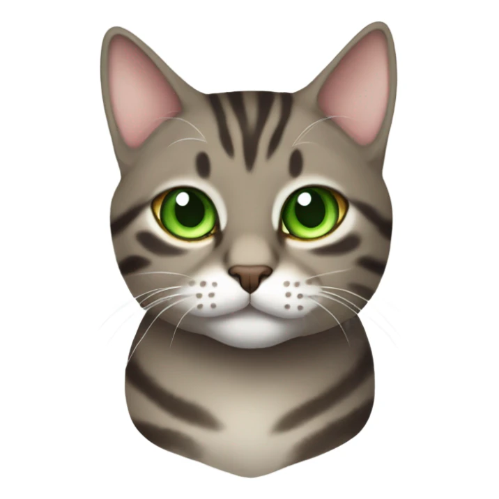 fat brown and gray tabby cat green eyes sticker