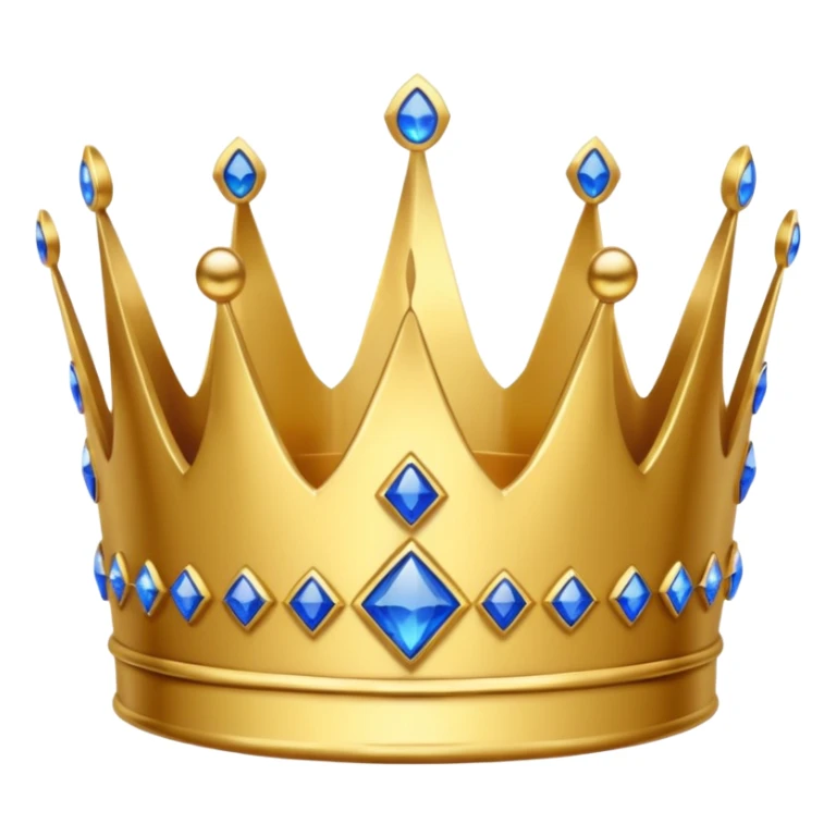 crown emoji, simple, gold, shiny, with only blue jewels sticker