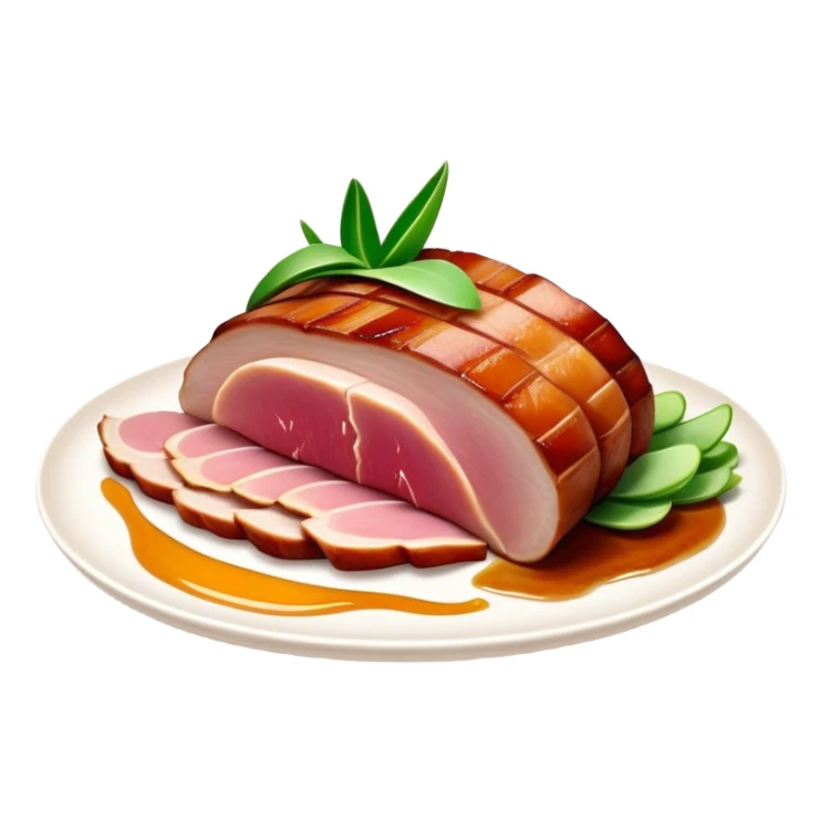 Peking Duck Cinematic Realistic Peking Duck Dish Emoji, depicted as thinly sliced duck breast with crispy skin and succulent meat, rendered with vivid textures and dynamic, appetizing lighting. sticker