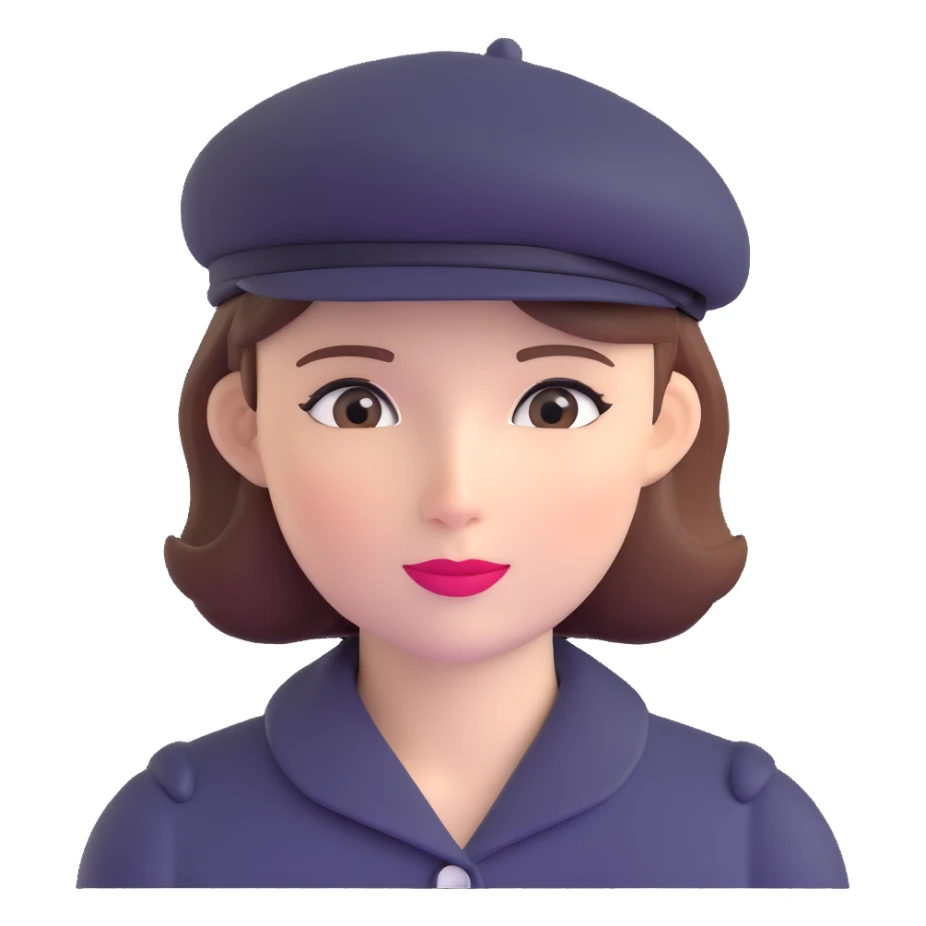 Parisian woman wearing a beret hat sticker