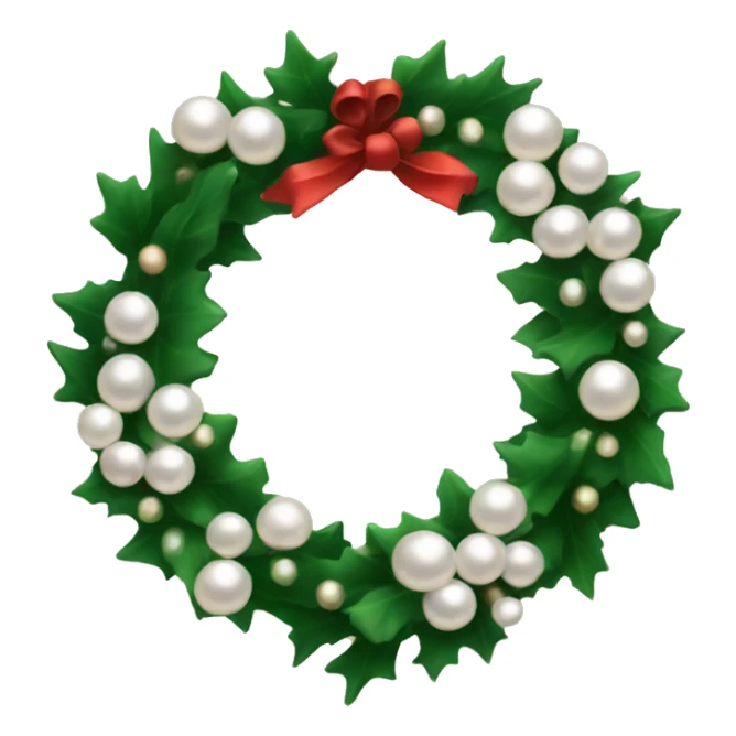 A Christmas wreath designed like a circle of pearls with a tiny black bow. sticker