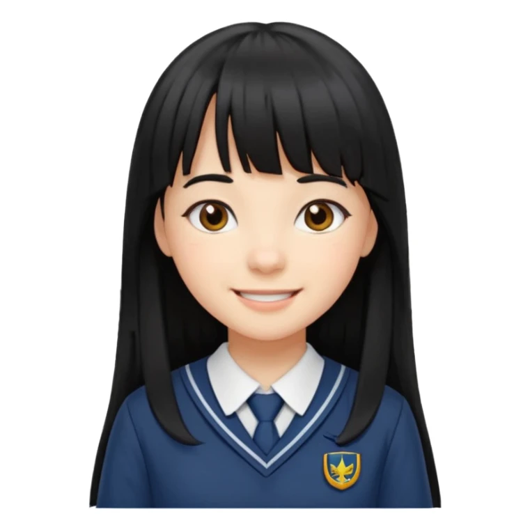 Girl with long hair and bangs and this cloths to school  sticker