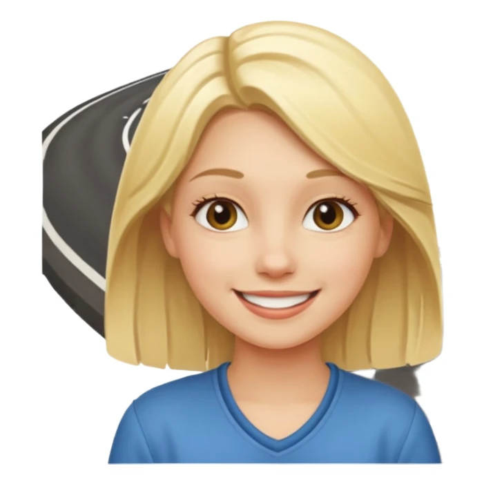 generate an emoji a blond girl next to a roadkerb sticker