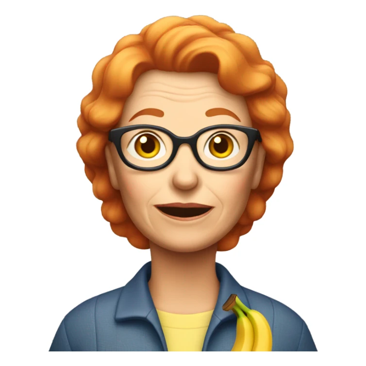 Grandma with red hair with a banana  sticker