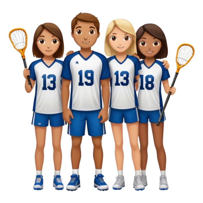 A lacrosse player and his girl friends standing next to eachother sticker