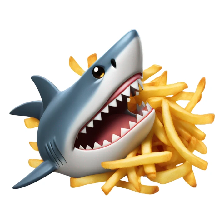 Shark eating French fries sticker