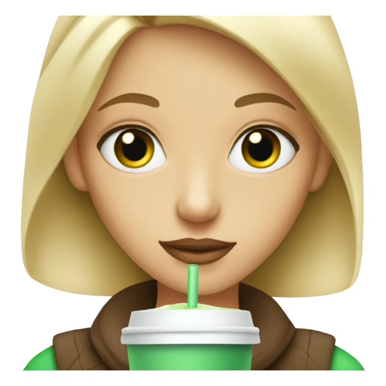 blondie girl with green eyes drinking ice coffee  sticker