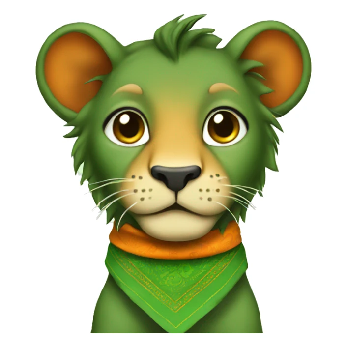 Baby lion green and orange bandana sticker