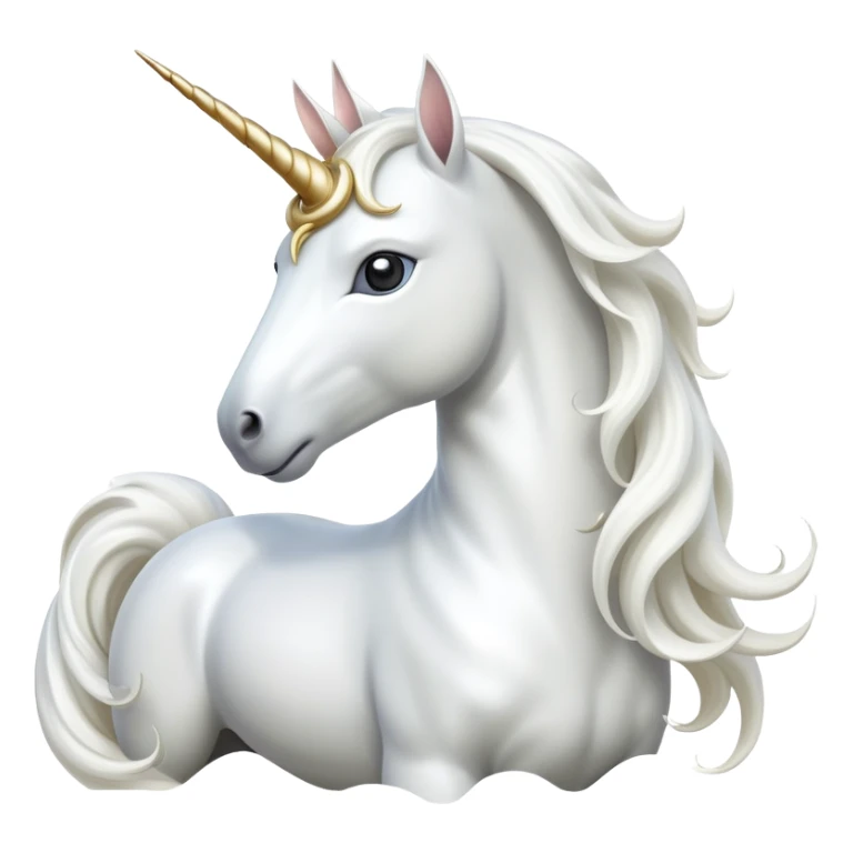 cinematic-beautiful-white-unicorn-emoji,-poised-and-regal,-with-a-slender,-ethereal-form-draped-in-a-pristine-white-color,-a-flowing-mane-and-tail,-and-a-glistening,-spiraled-horn-that-radiates-pure-light,-simplified-yet-sharp-and-majestic sticker