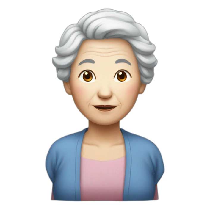 old woman Chinese Red and blue hair sticker
