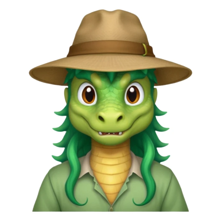 long hair dragon with shirt and hat sticker