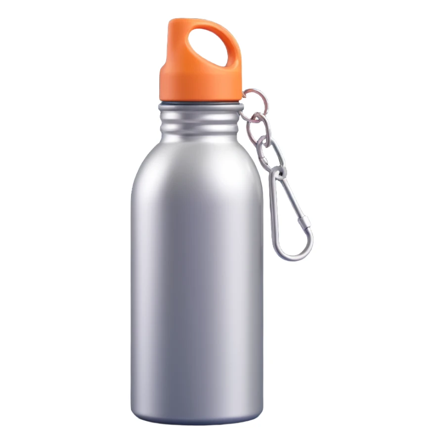 a metal water bottle with a carabiner sticker