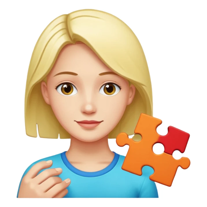 one person playing with single jigsaw puzzle piece. sticker