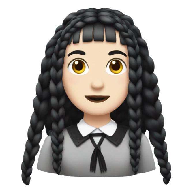 Wednesday Addams braids and fringes emoji set sticker