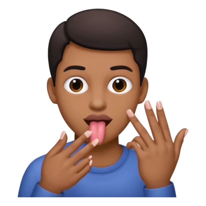 An emoji with 🌚 nails pookie and tongue sticker