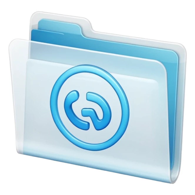 A **simple emoji-style icon** of a **transparent white plastic folder**, minimal and clean, with **rounded corners**, subtle translucency, soft shading, and a **small Concert arena symbol** on the front.
 sticker