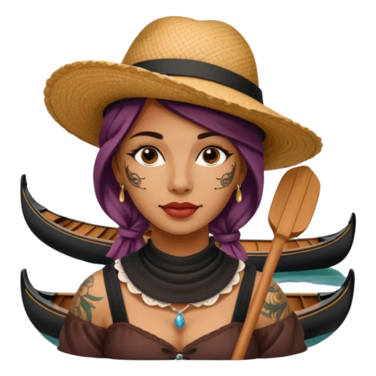 tattoed face venice gondolier with iconic hat woman sticker