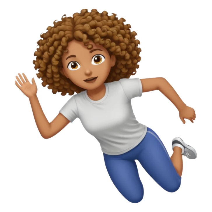 Treino de corrida mulher morena de cabelos cacheados caindo nas costas sticker