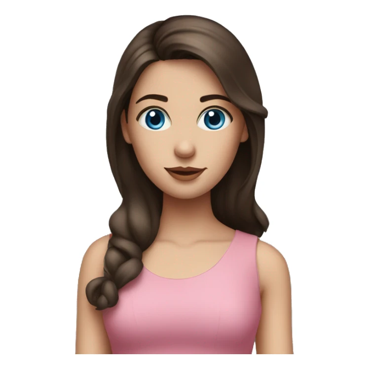 brunette girl with a pink dress on and blue eyes  sticker