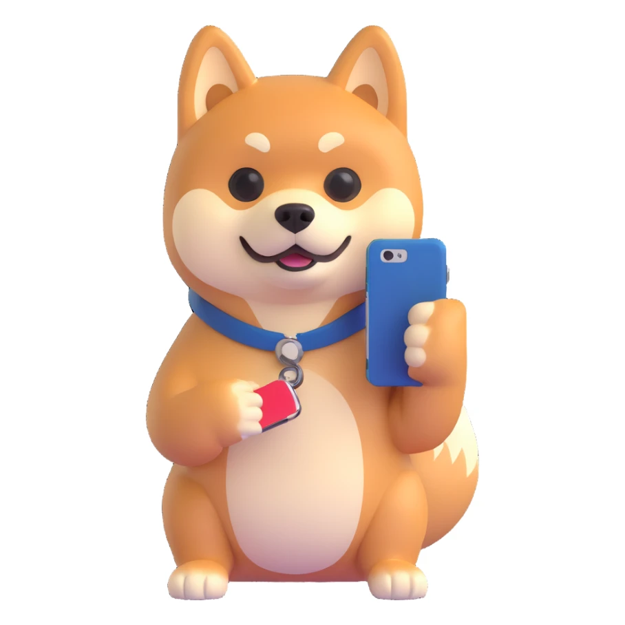 shiba inu holding a phone sticker