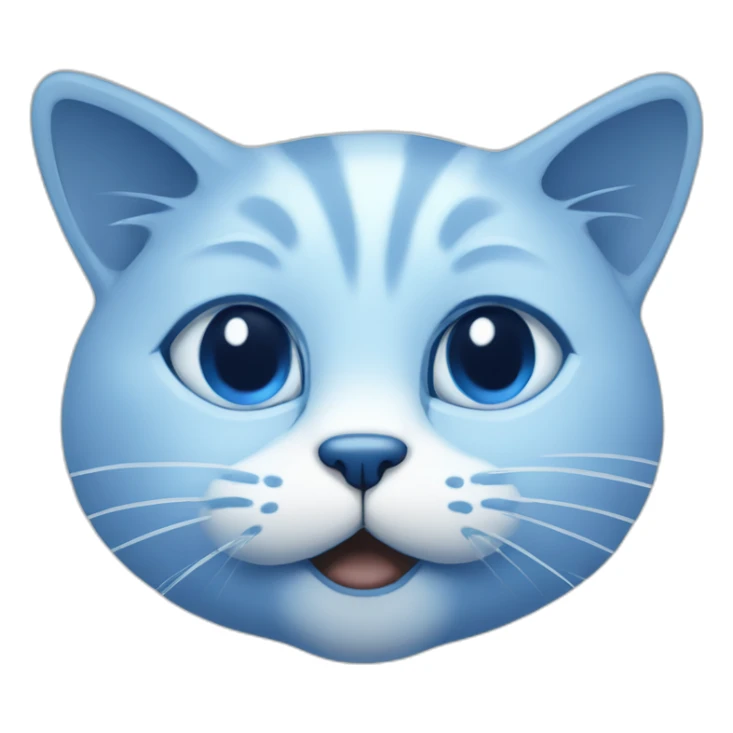 Blue simplistic sketch of a cute cat face sticker