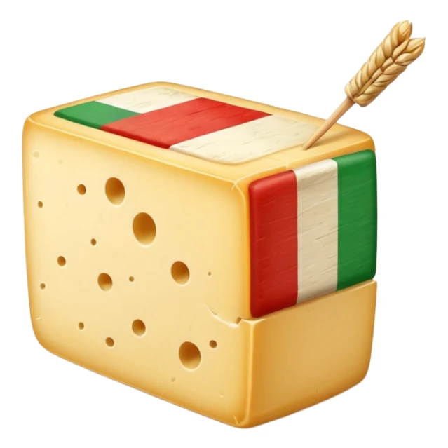 Parmigiano block with Italian flag stuck into it sticker